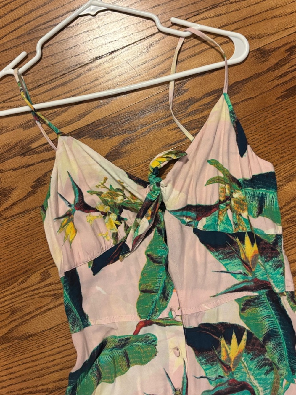 Tropical Print Pink Tie-Front Sundress